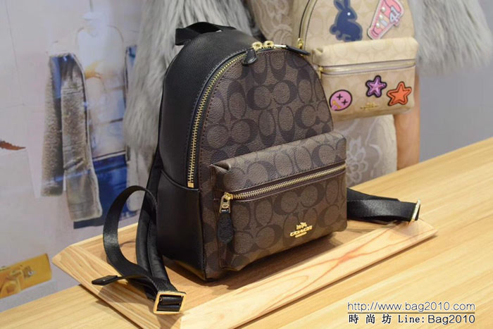COACH蔻馳 專櫃原單 mini迷你號 配頭層牛皮 Coach雙肩包款 58314  Chz1131